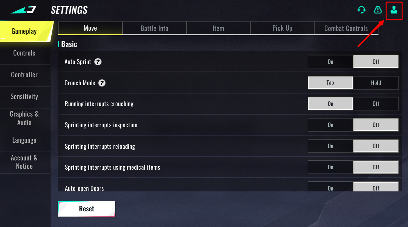 Blood Strike mobile settings menu highlighting the Account binding interface