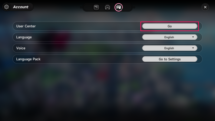 Neverness to Everness User Center account settings menu