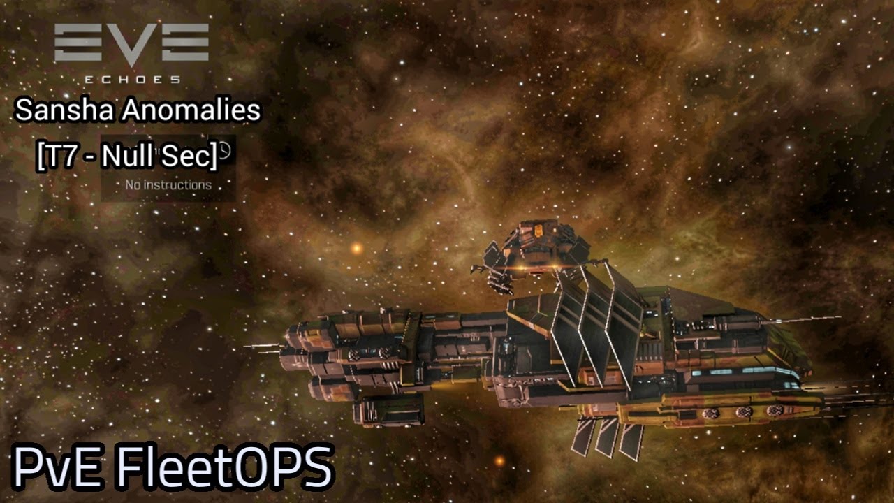 Combat cruiser engaging pirate fleet inside an EVE Echoes nullsec anomaly