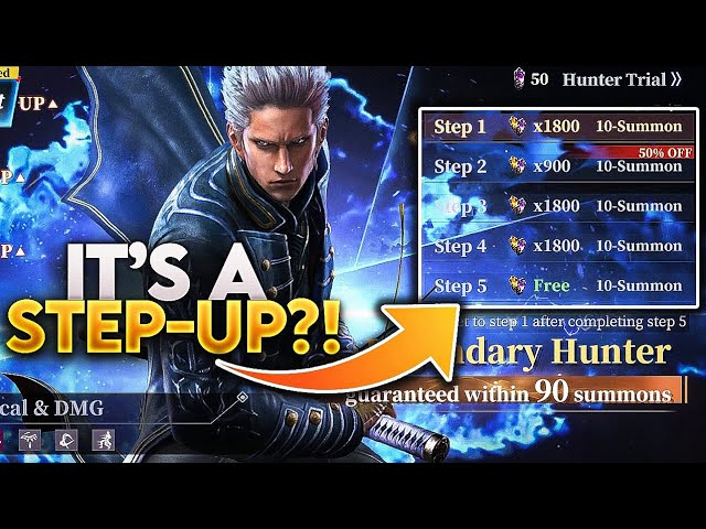 Vergil limited banner summon interface in Devil May Cry Peak of Combat