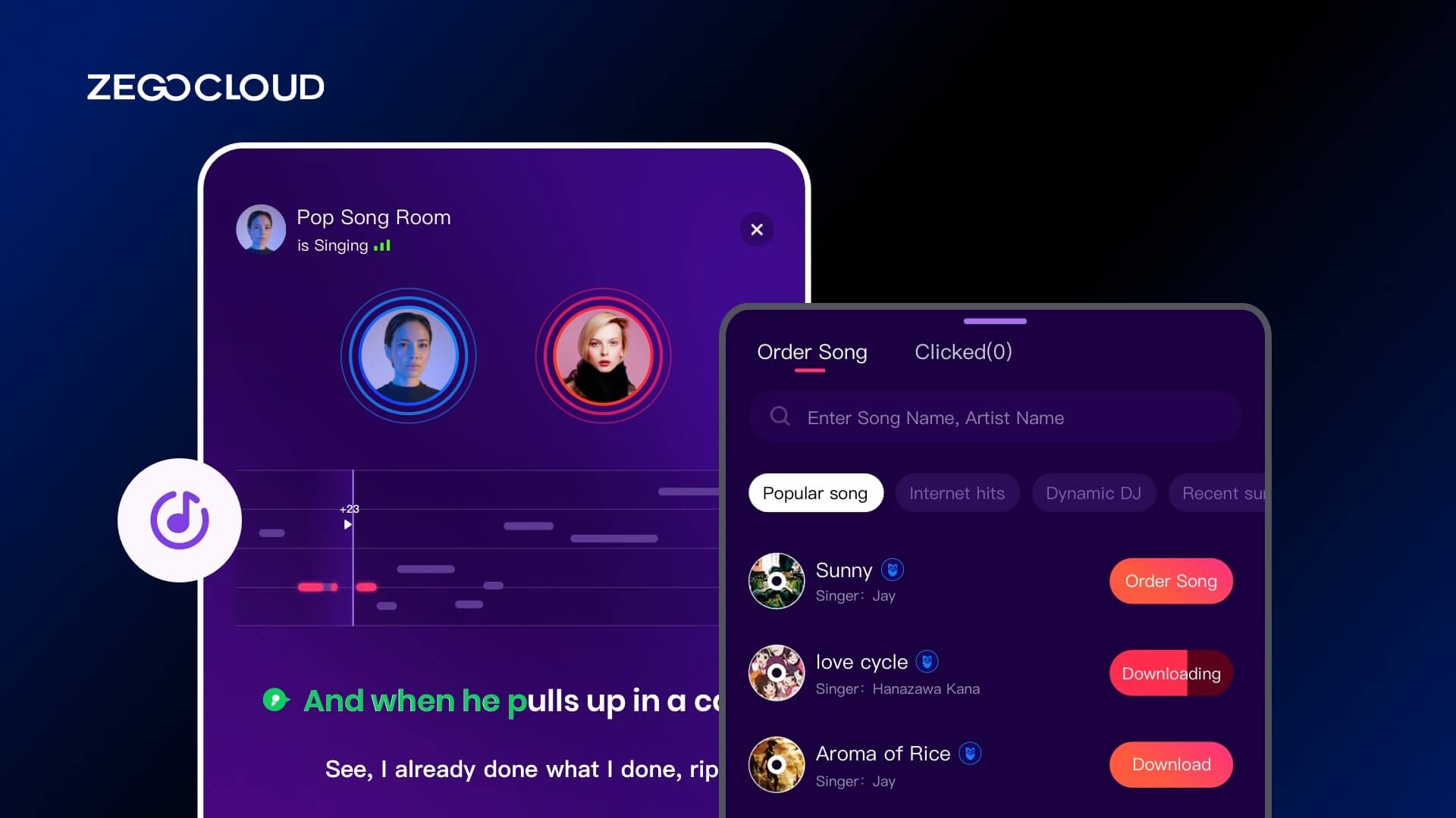 StarMaker live party room interface with performers and audience gifts