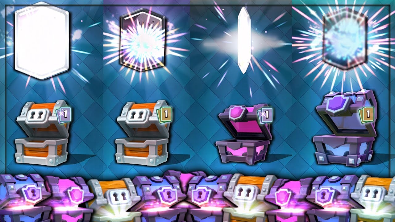 Clash Royale chest unlock animation displaying premium rewards and gems