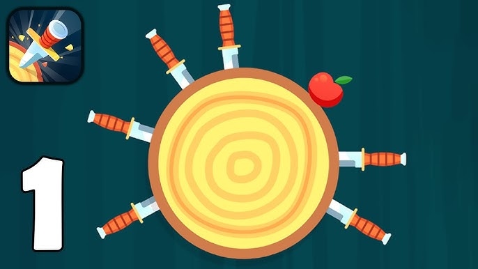 Player aiming knives at a rotating target in a precision arcade mini-game