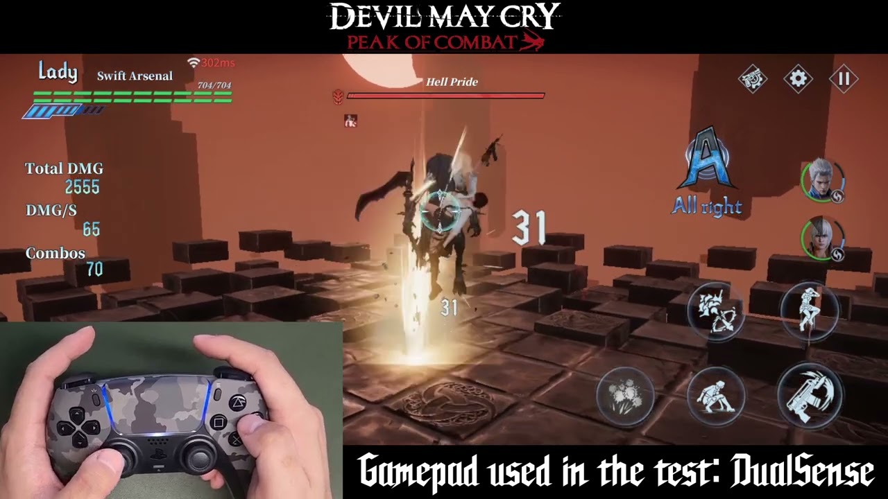 Mobile controller setup for Devil May Cry Peak of Combat