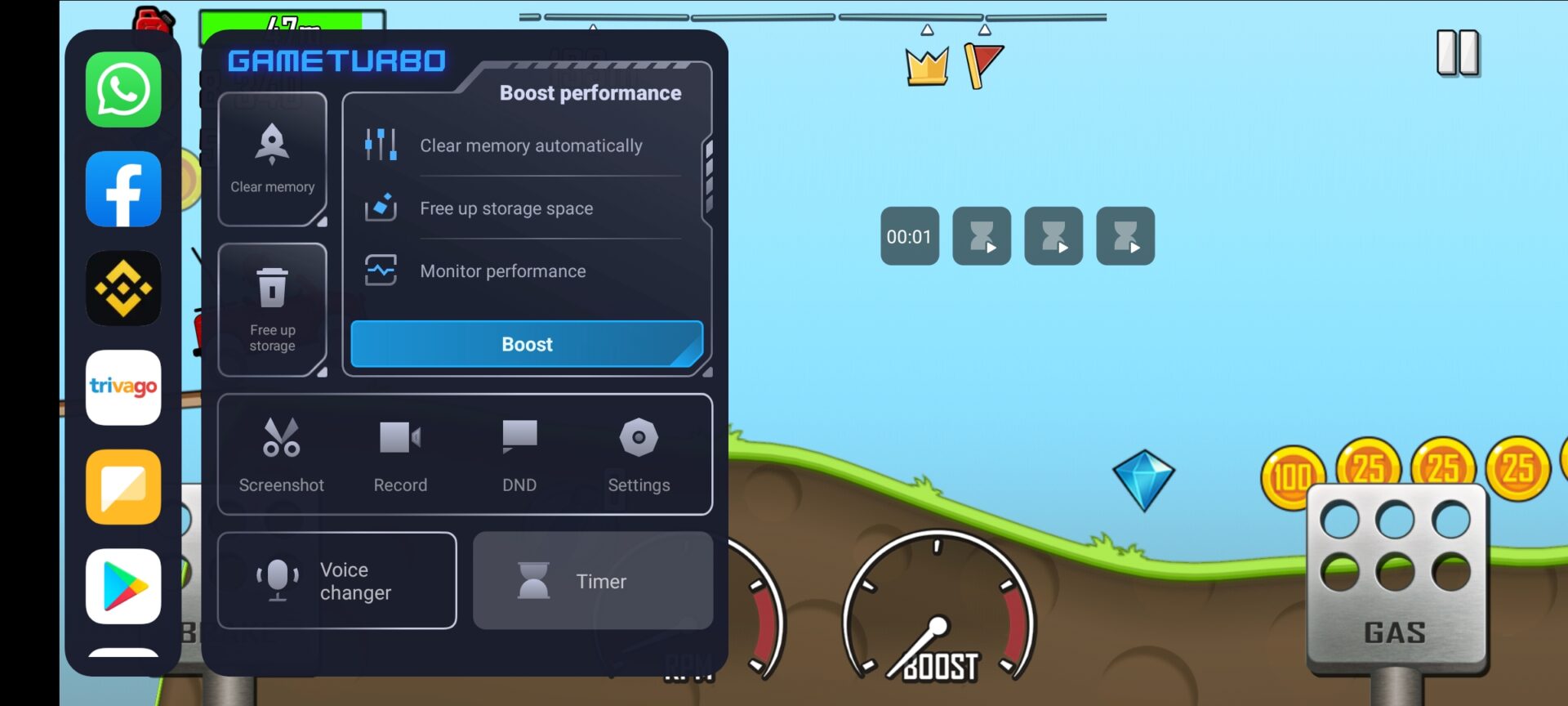 Xiaomi Game Turbo performance mode dashboard