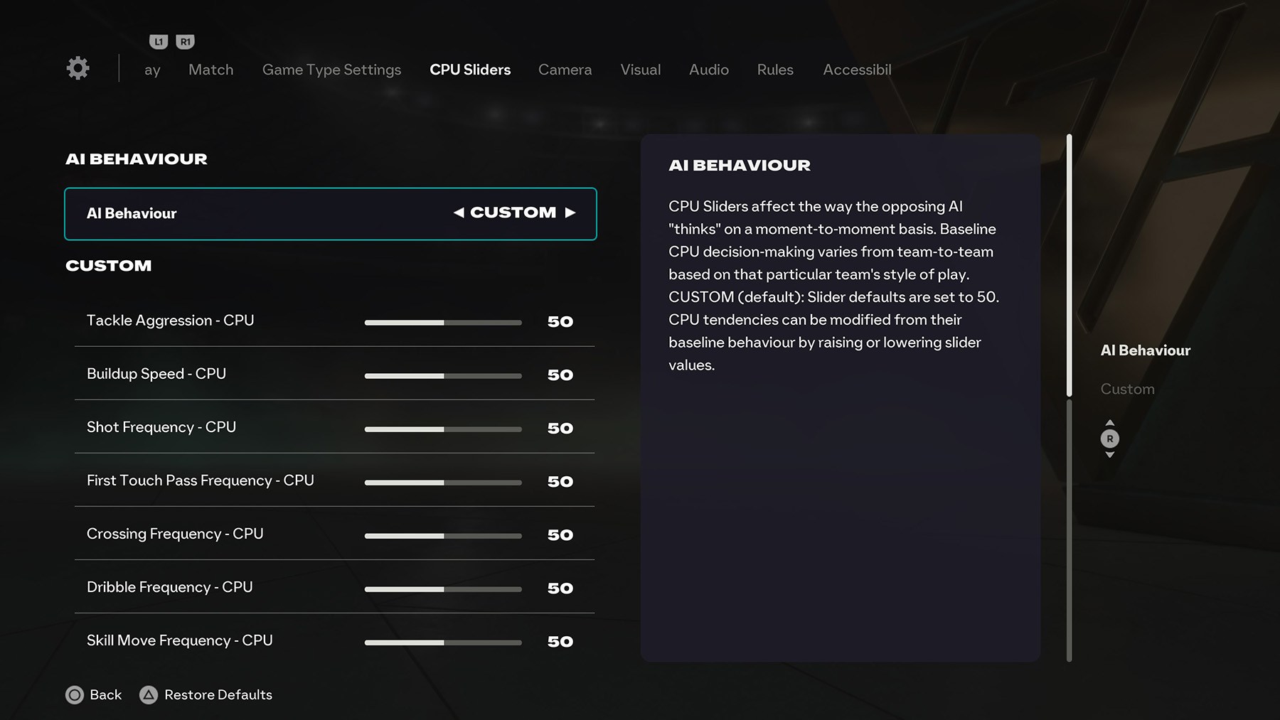 EA Sports FC Mobile audio settings menu highlighting commentary volume slider