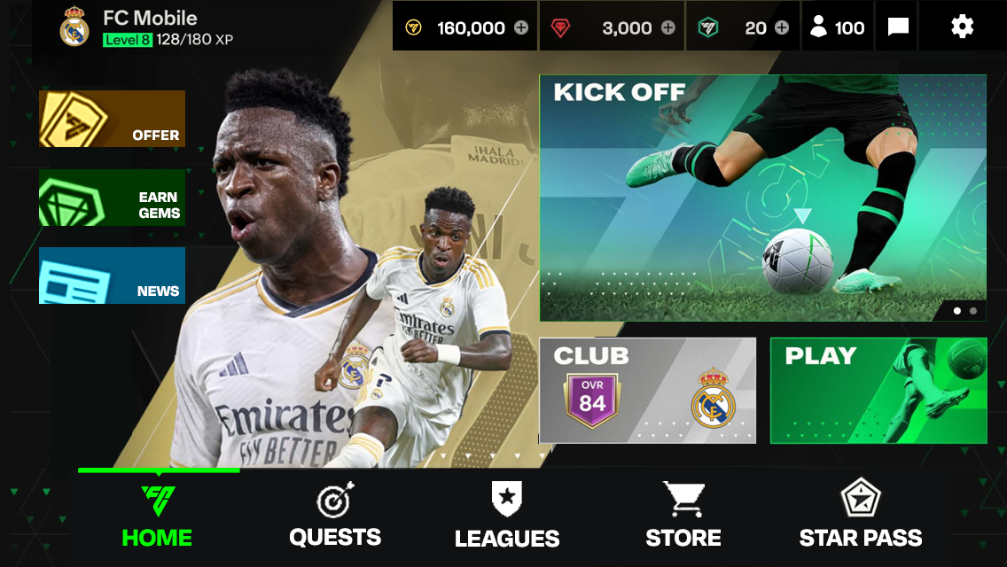 EA Sports FC Mobile Mail tab showing claimable item attachments