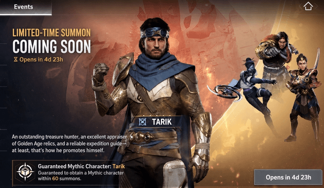 Destiny Rising limited-time character banner interface featuring the 60-draw guarantee system