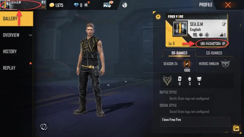 How to find your Free Fire MAX Diamonds UID