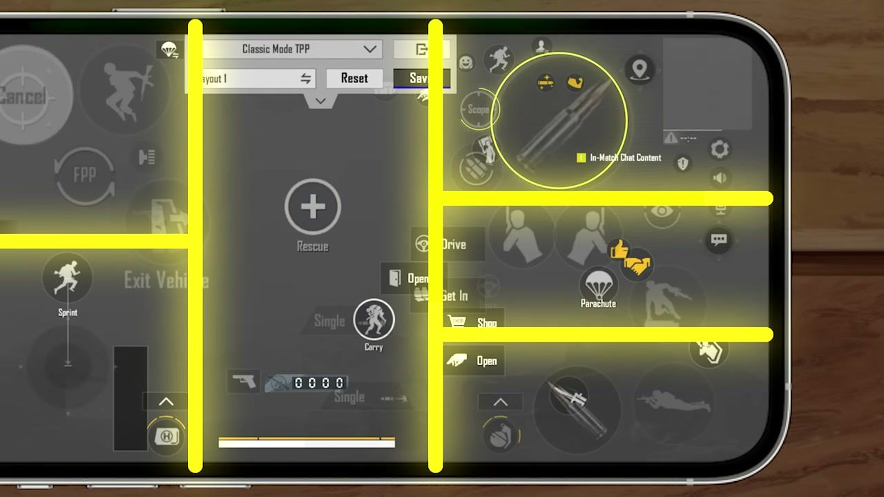 BGMI best control layout claw zones on customize screen