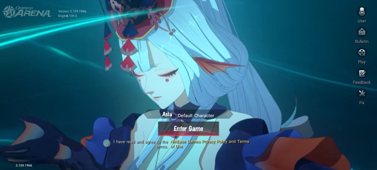 Onmyoji Arena Japan server login screen