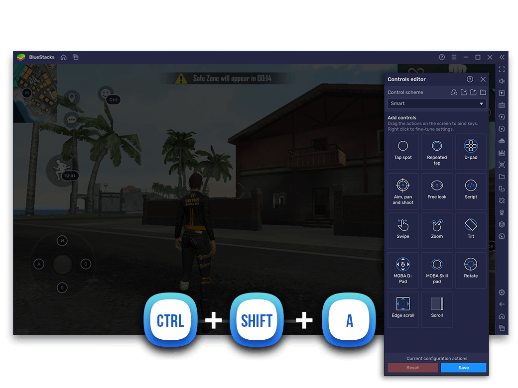 BlueStacks swipe control element