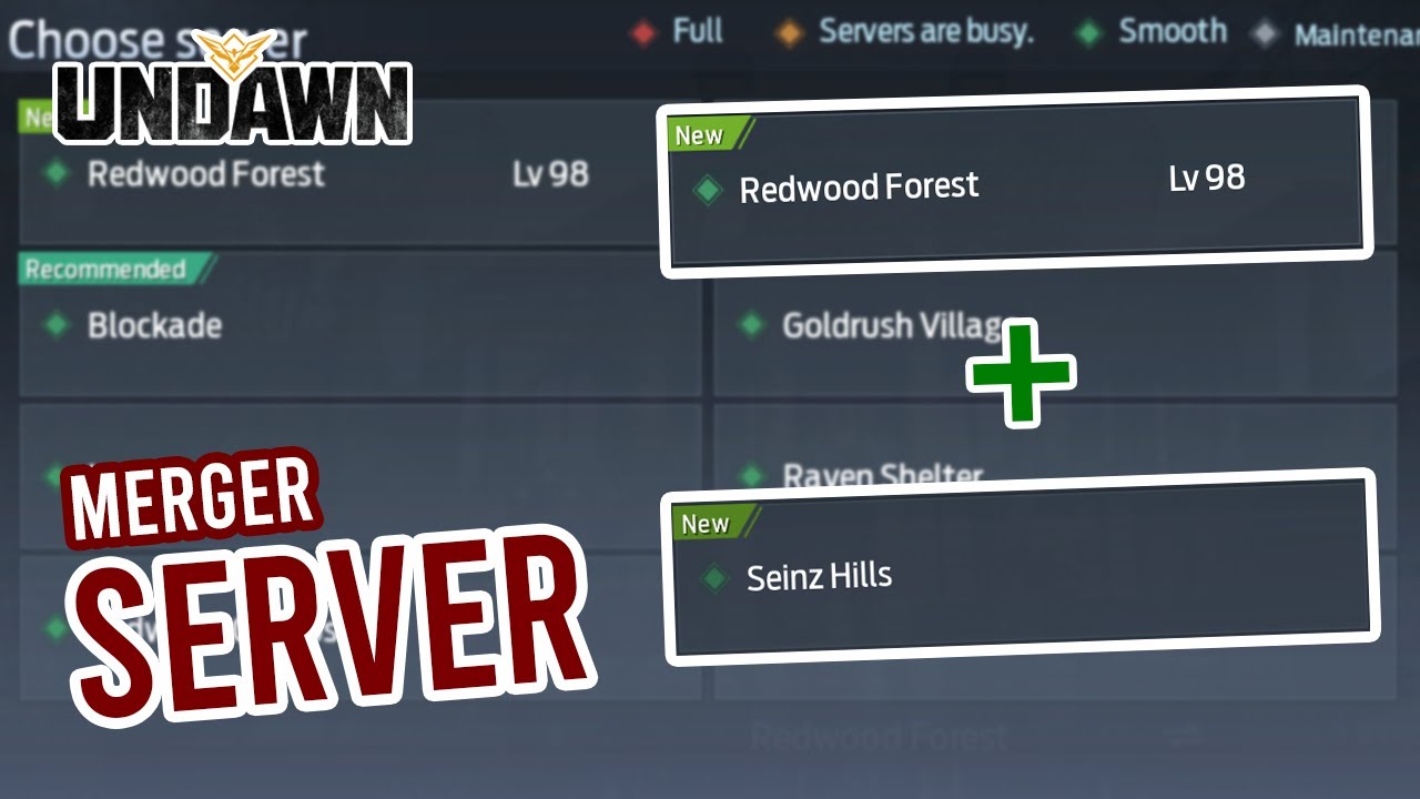 Undawn server selection menu displaying regional clusters