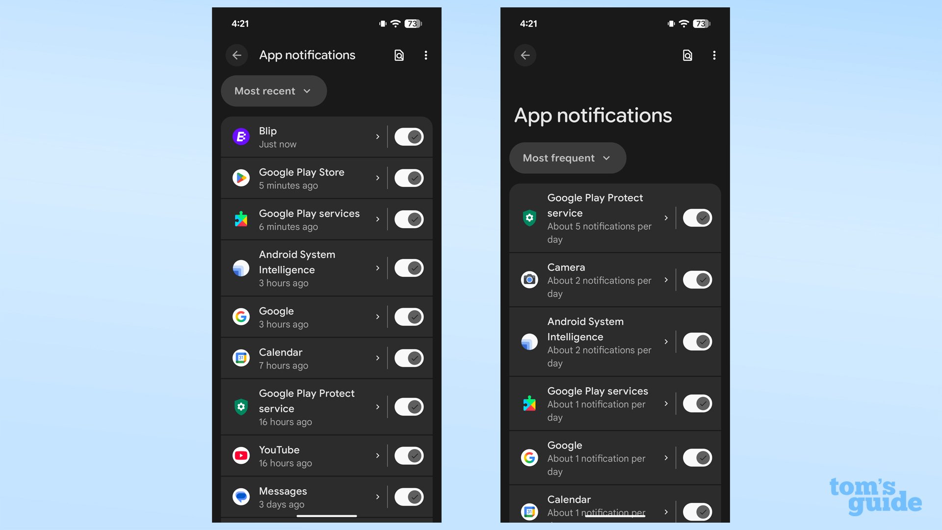 Android notification drawer quick action settings toggle menu