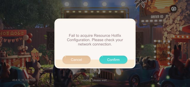 Heartopia mobile game loading screen displaying server initialization and asset checking