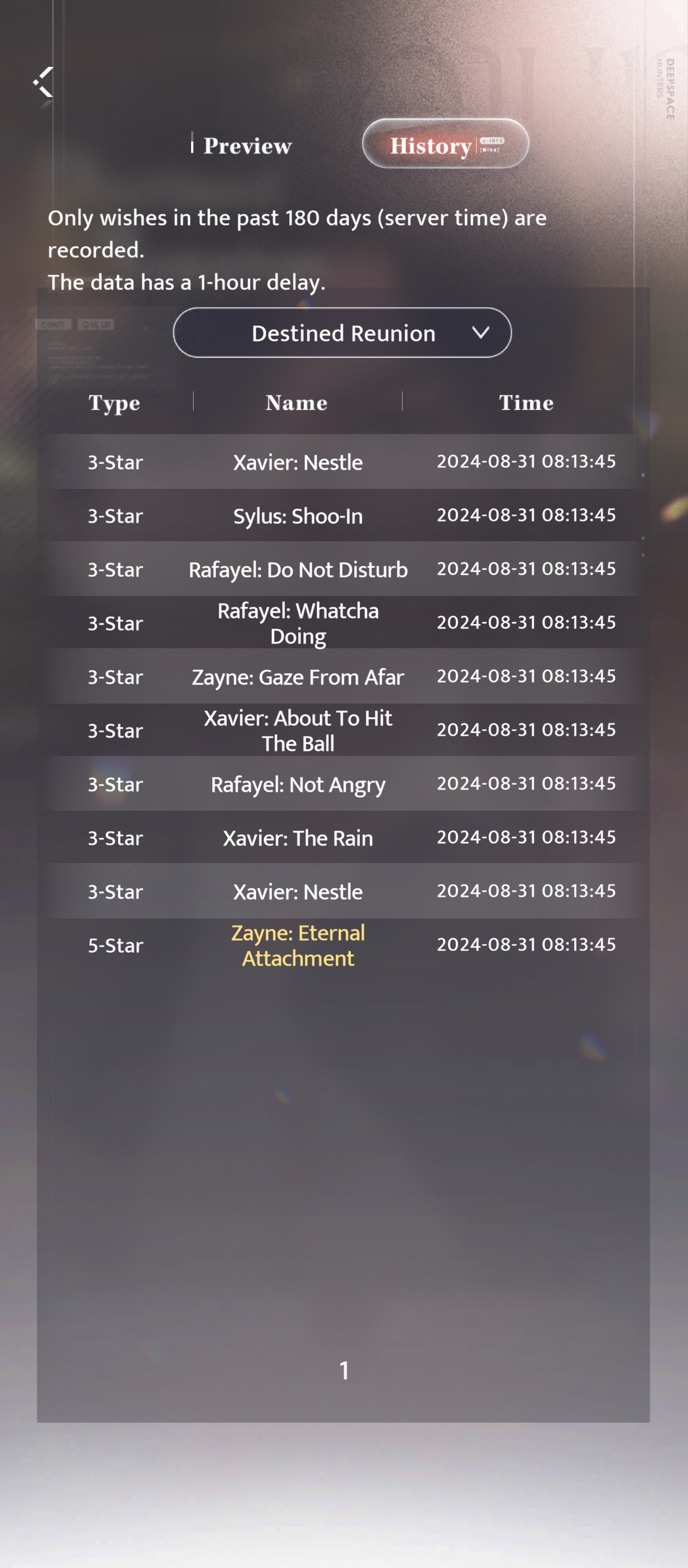 Love and Deepspace wish banner pity counter showing remaining pulls