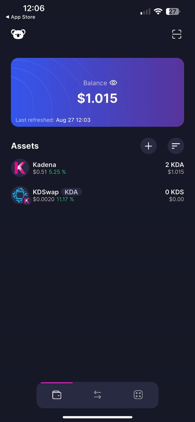 Close-up of Kwai wallet screen displaying coin balance after successful top up