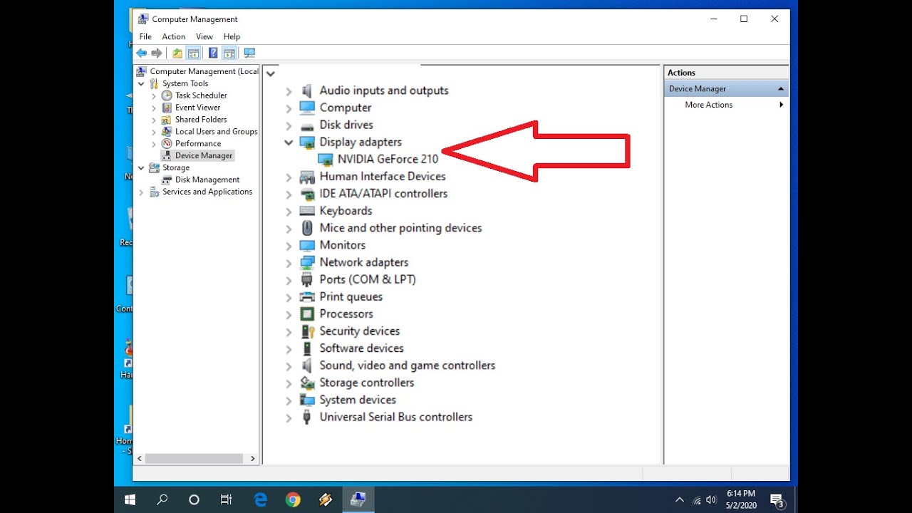 Windows Device Manager window showing display adapters and driver update options