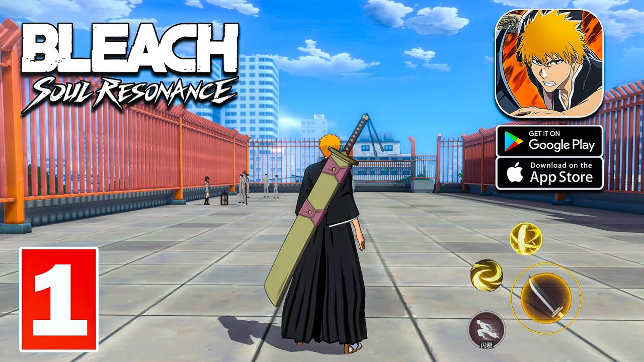 Bleach Soul Resonance touch screen combat interface showing attack counter and dodge buttons