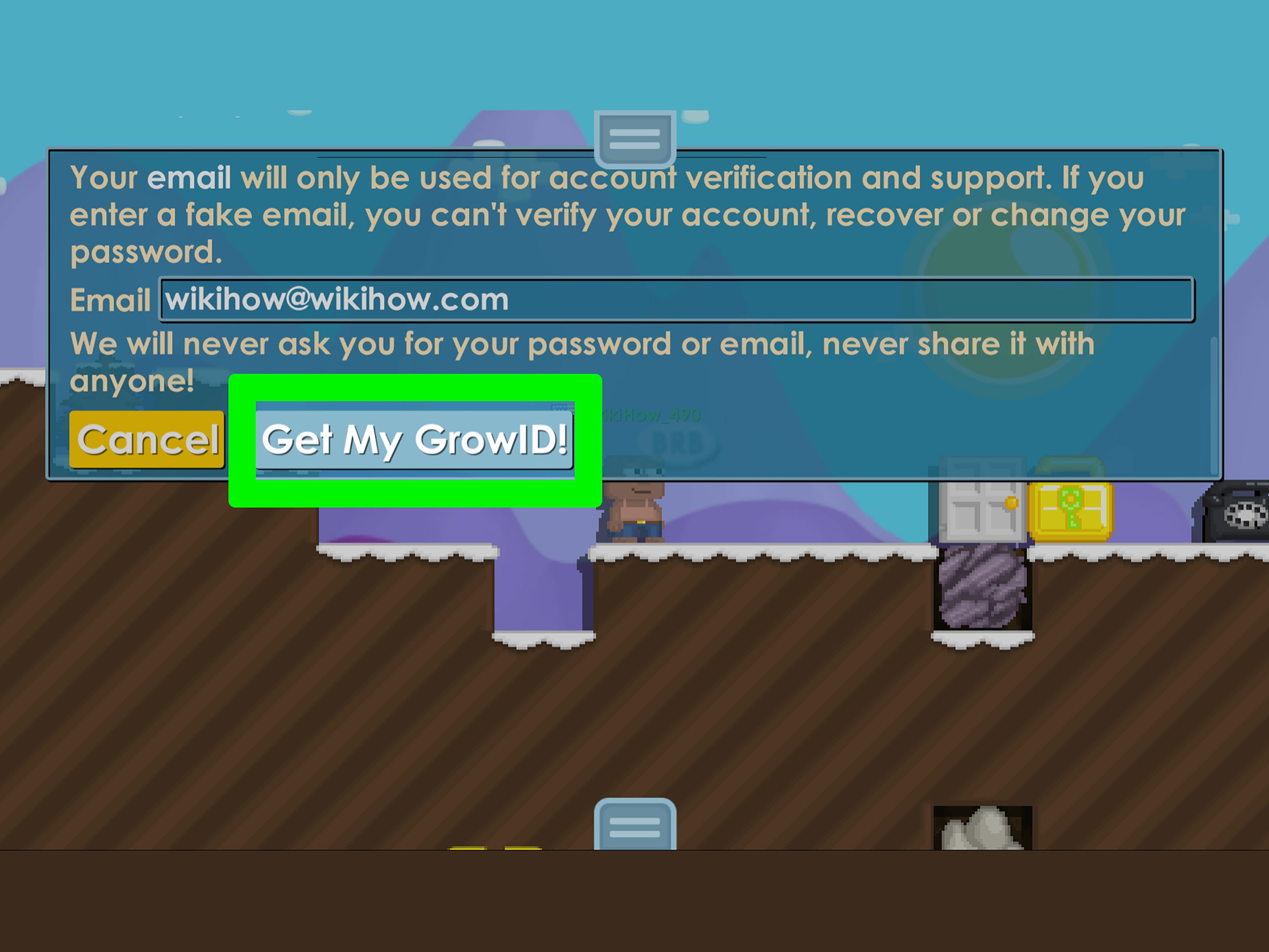 GrowID registration interface in Growtopia
