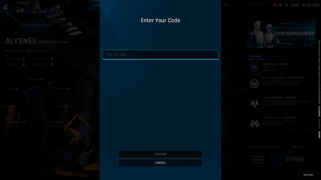 Mecha Break ESC menu highlighting Redeem Gift option