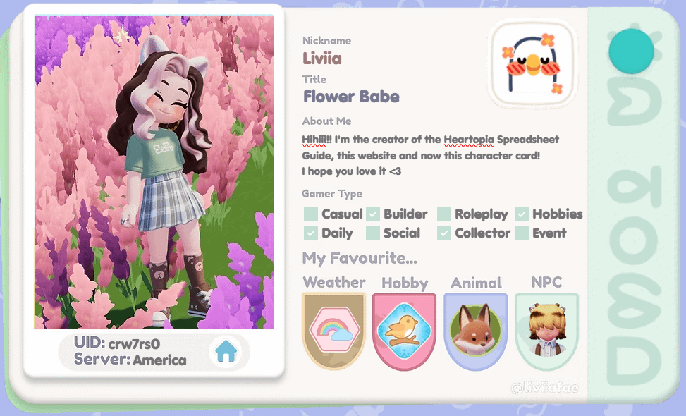 Heartopia personal profile screen displaying Account ID and User ID
