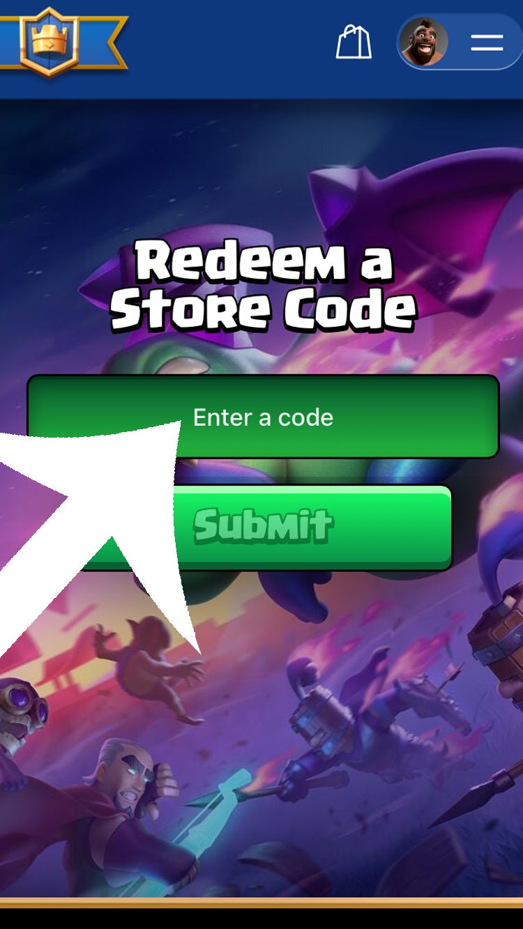 Supercell Store code redemption input box on web browser