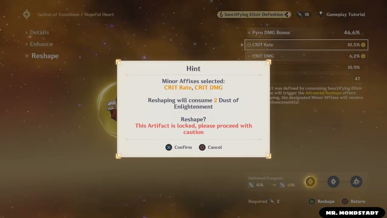 Genshin Impact returning player guide artifact reshape