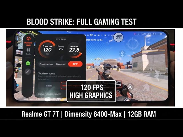 blood strike close range gunfight showing stable frame rate