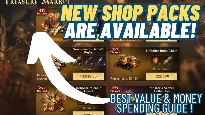 Dragonheir shop interface displaying Dragon Crystals and limited seasonal bundles