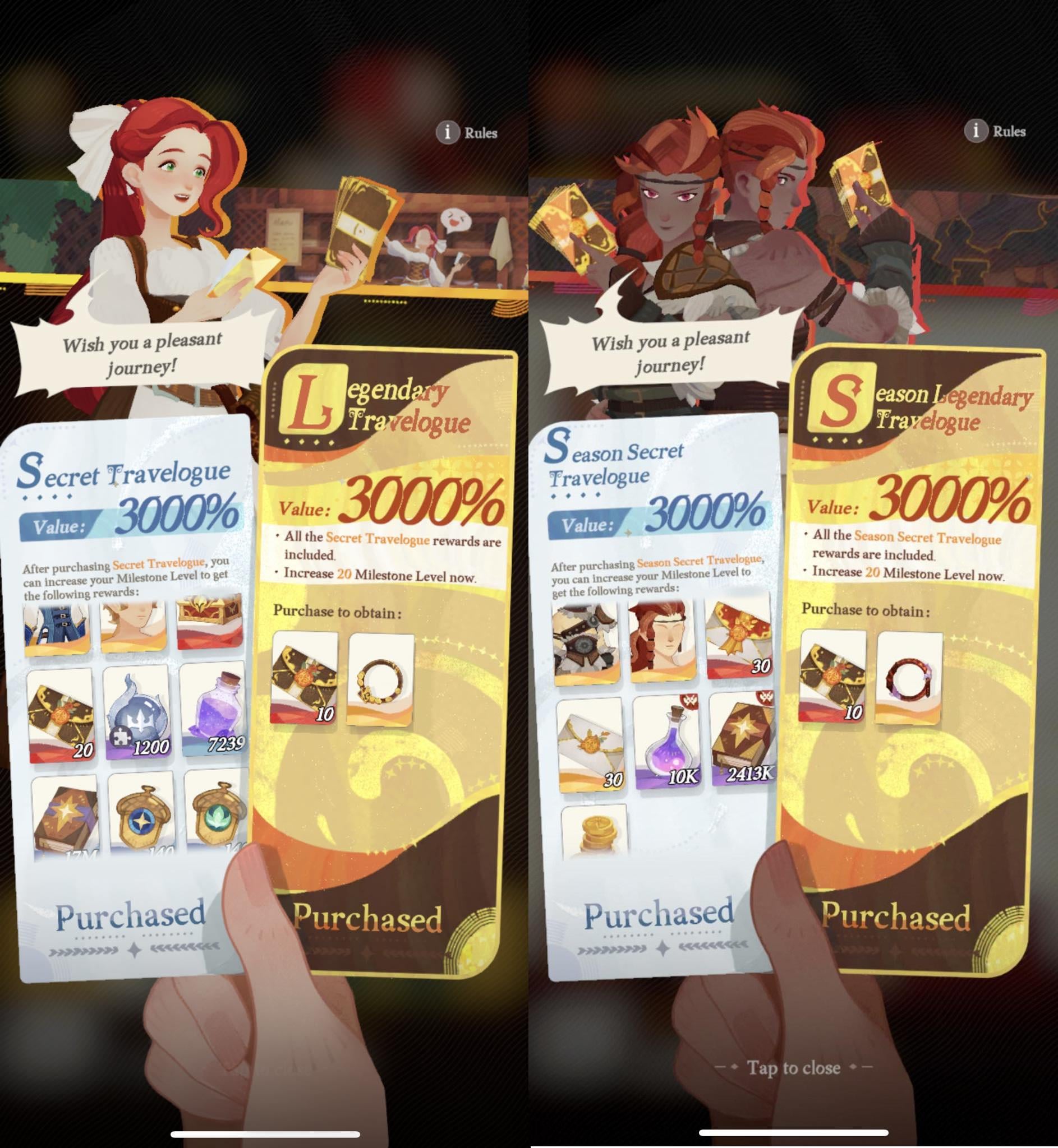 Image showing Noble Path and Esperia Monthly rewards in AFK Journey