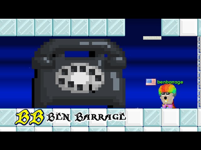 Growtopia character dialing 53785 on a telephone to summon the Sales-Man NPC