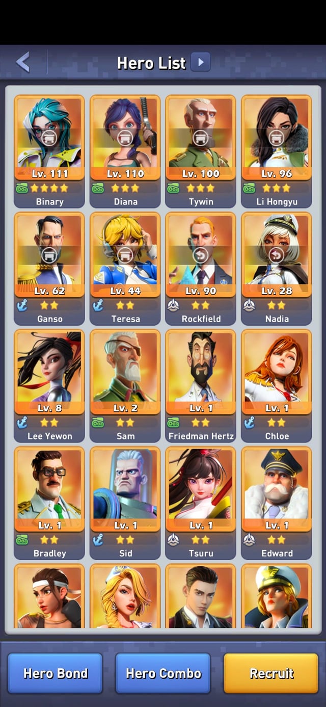 Top War hero skill management interface