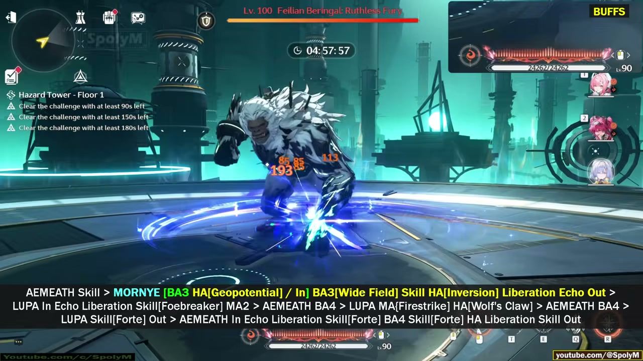 Aemeath Mono team clearing Hazard Tower Floor 1 Feilian Beringal in Wuthering Waves Tower of Adversity