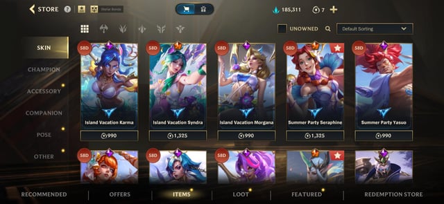 Wild Rift champion cosmetic skin selection menu