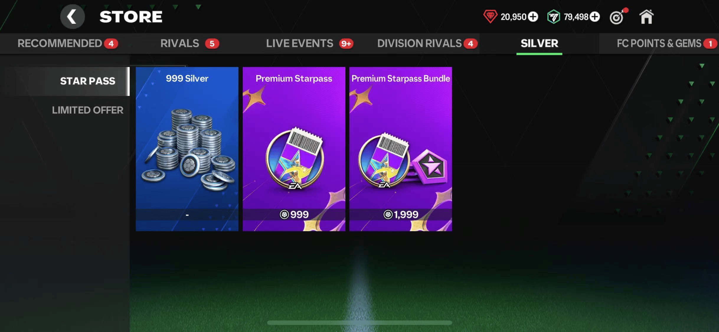 EA Sports FC Mobile 999 Silver bundle for Star Pass
