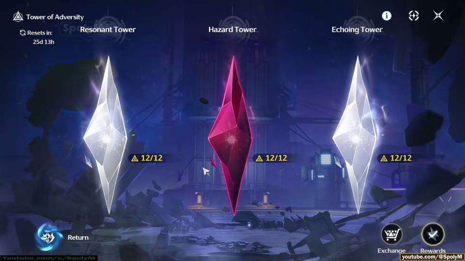 Full 12/12 Crests on Resonant Hazard and Echoing Towers in Wuthering Waves Tower of Adversity