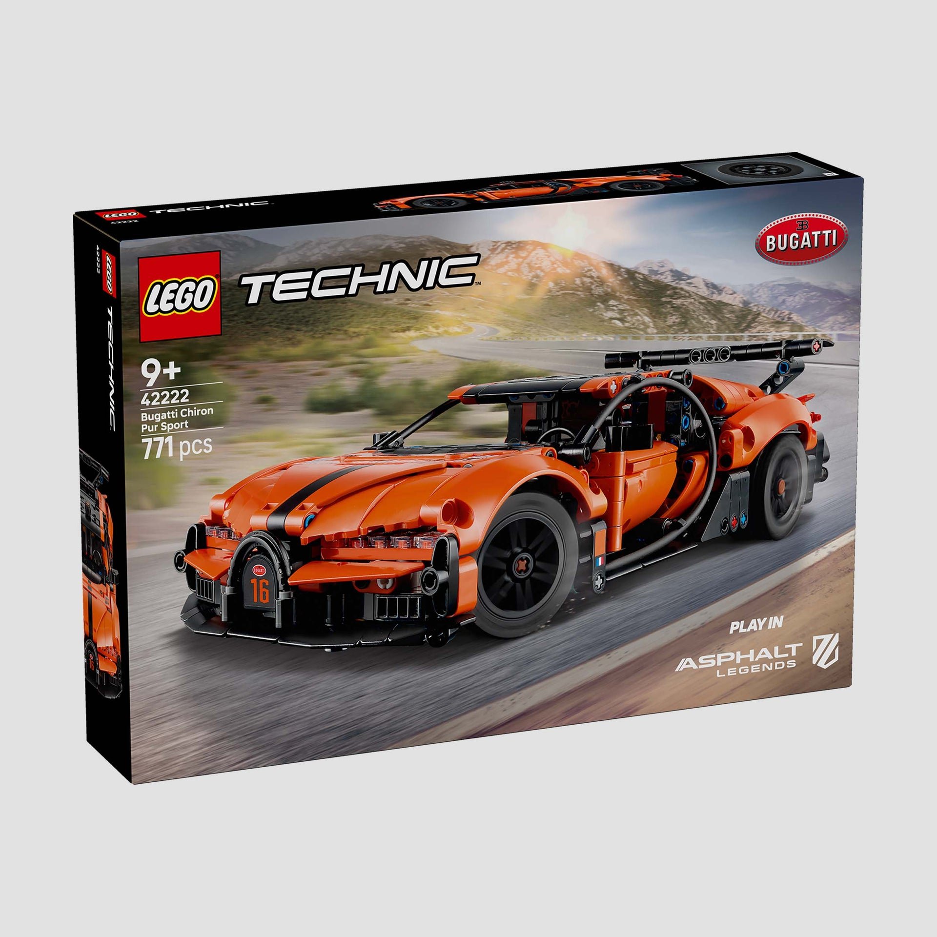 LEGO Technic Bugatti Chiron Pur Sport on track in Asphalt 9