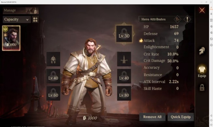 Dragonheir character screen demonstrating the account-wide shared resonance system