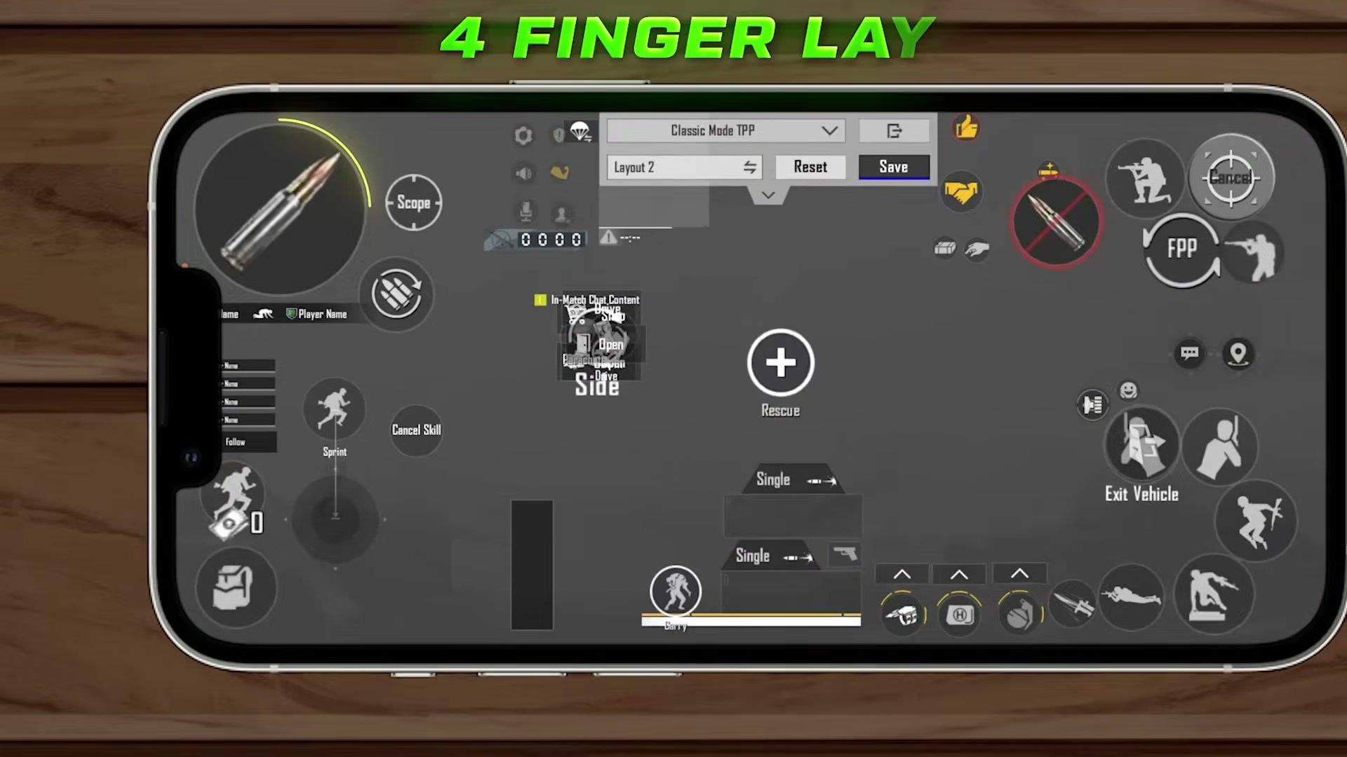BGMI 4 finger claw control layout