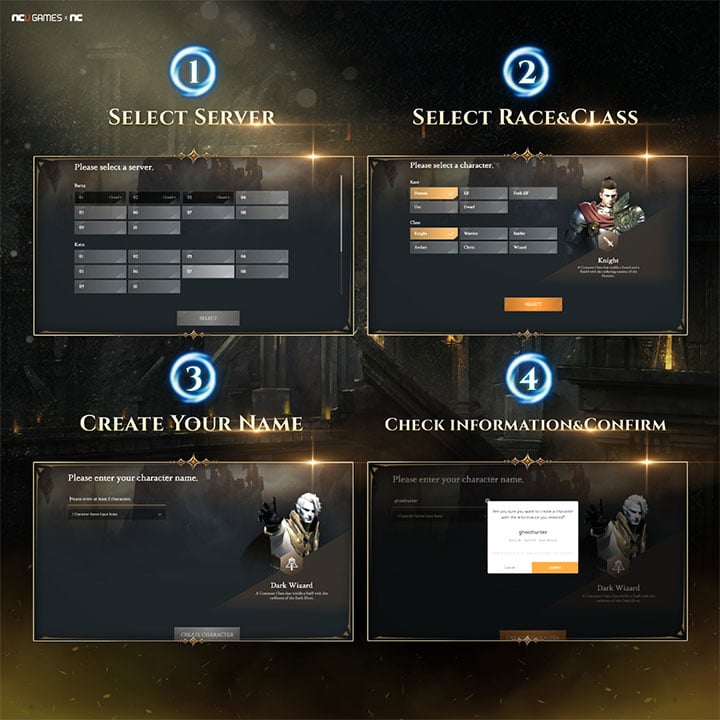 Server selection screen in Lineage 2M displaying regional worlds