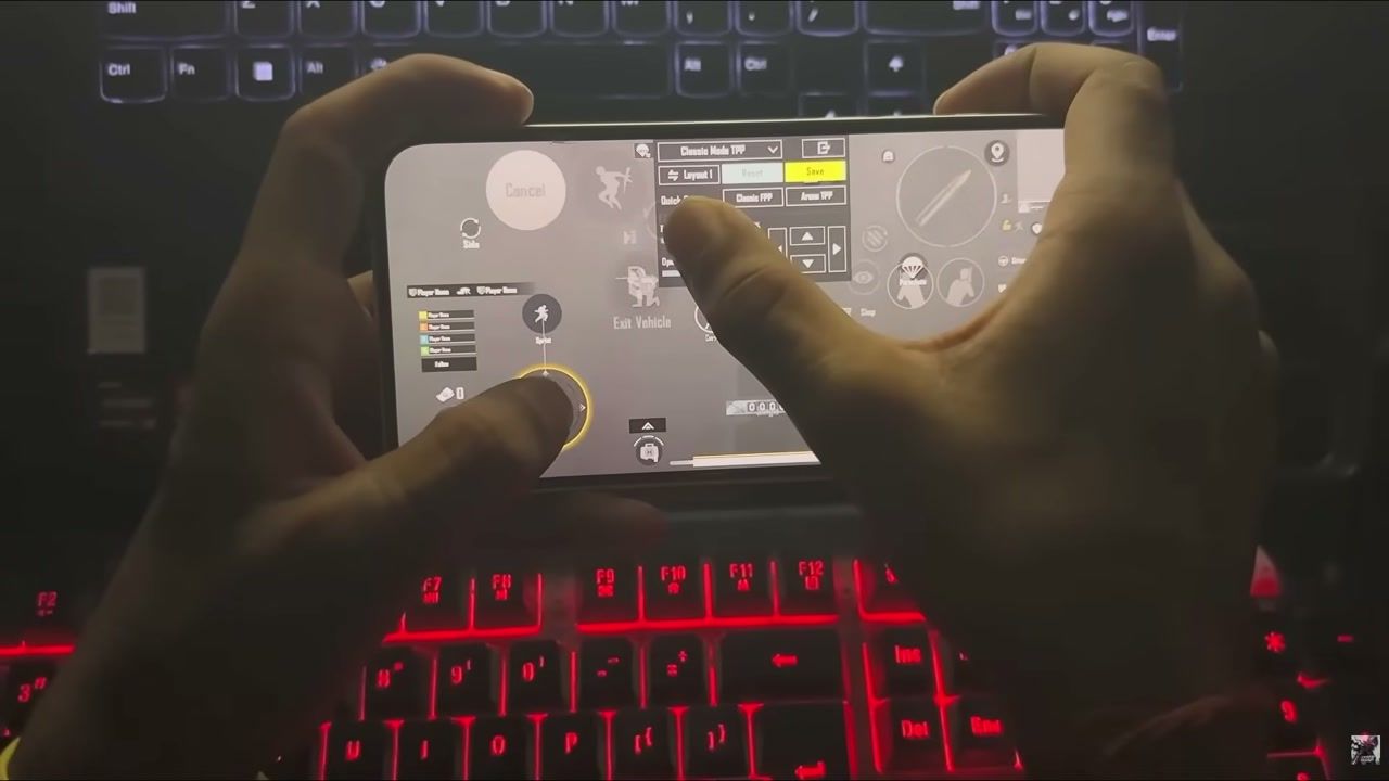 Customizing BGMI controls with a claw grip on phone