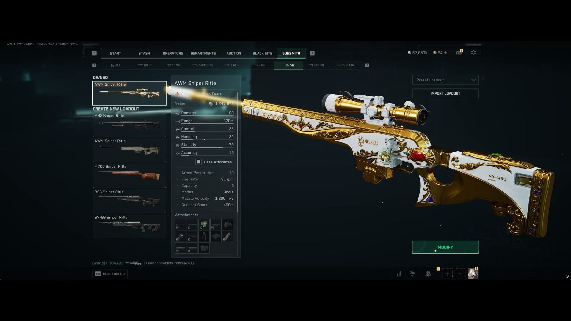 AWM Sniper Rifle premium Gunsmith Delta Force Operations