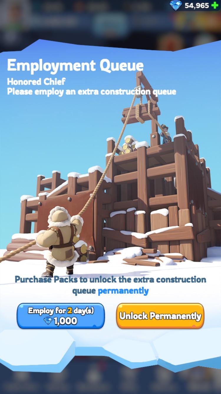 Whiteout Survival screen showing Extra Construction Queue and Extra March Queue unlocks