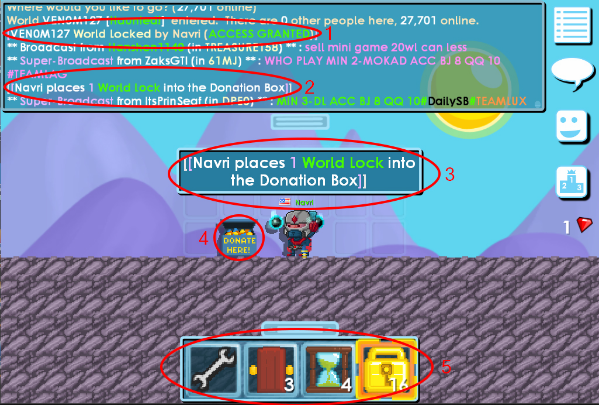 Growtopia Donation Box placed inside a secure player world for item trades