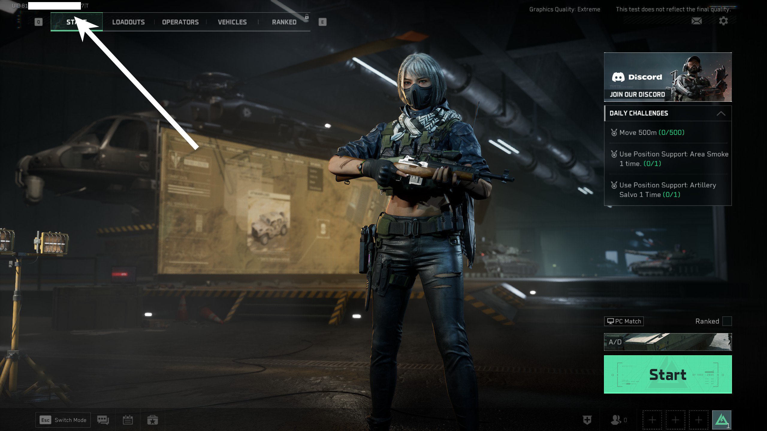 Delta Force operator profile screen displaying numeric player UID and copy icon