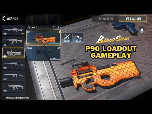 Blood Strike PC weapon customisation menu displaying loadouts and attachments