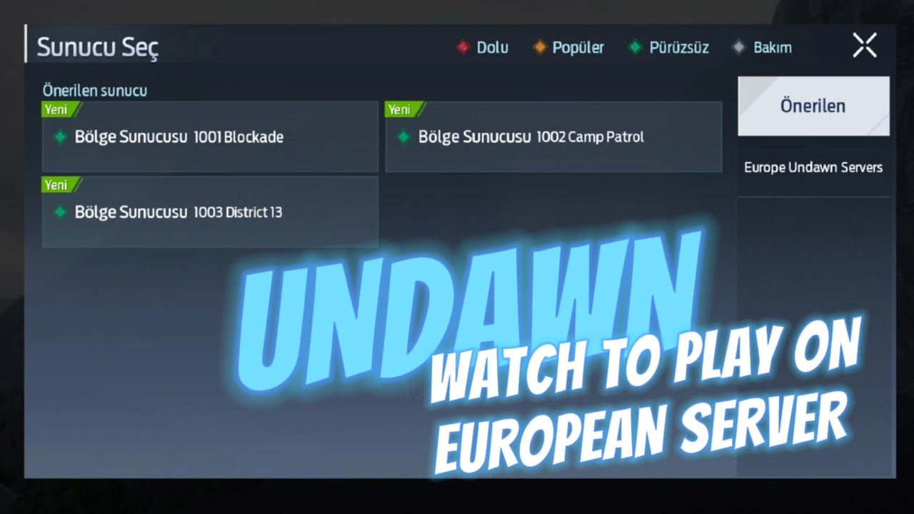 Undawn European regional server cluster